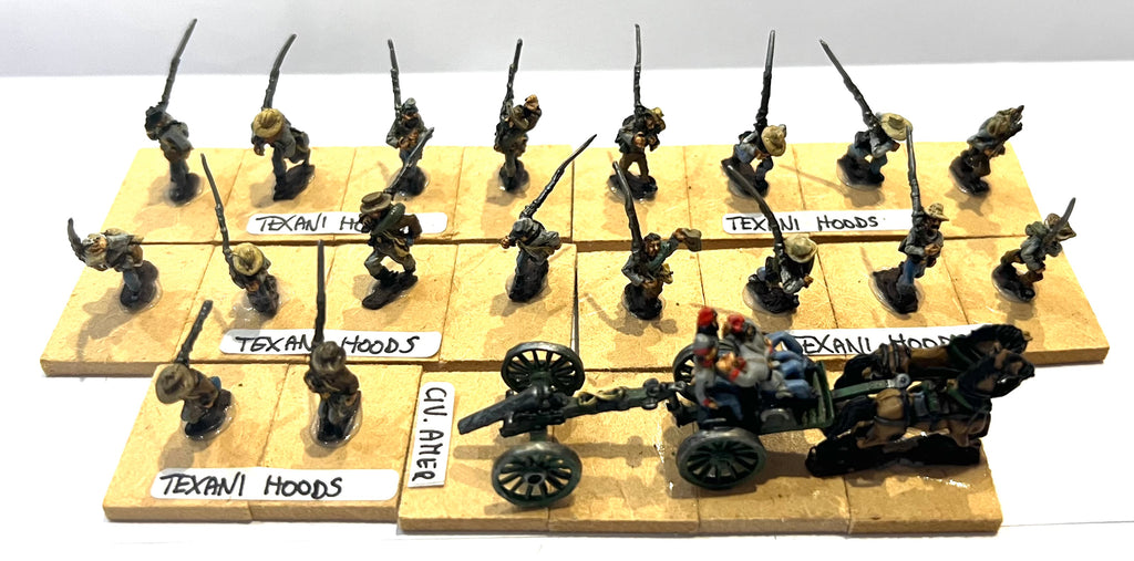 Hood's Texas Brigade x 18 + Train cannon (ACW) - 15mm - Old Glory - PAINTED