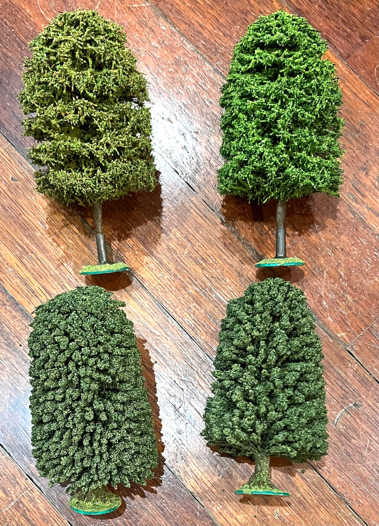 Deciduous trees x 4 (height 125mm) with flockage bases - K&M - DG125