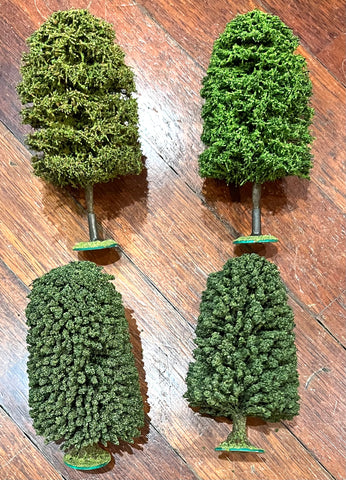 Deciduous trees x 4 (height 125mm) with flockage bases - K&M - DG125