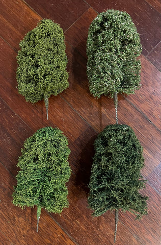 Deciduous trees x 4 (height 125mm) with flockage bases - K&M - MJ125