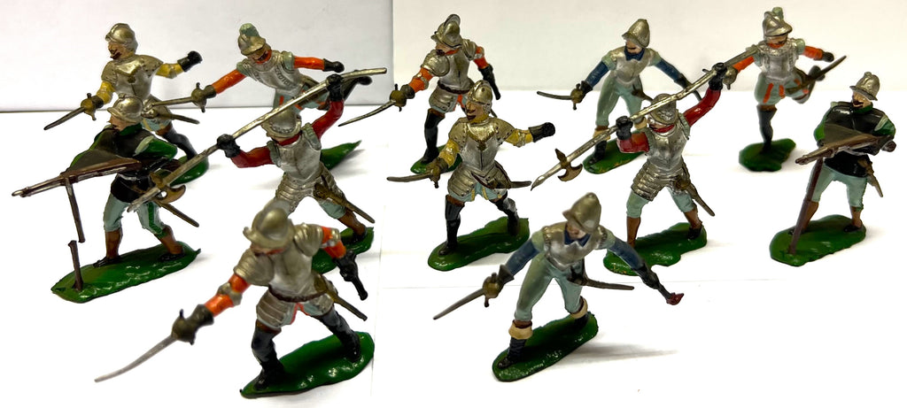 Medieval soldiers x 12 - 1:32 - Vintage - PAINTED - CP@