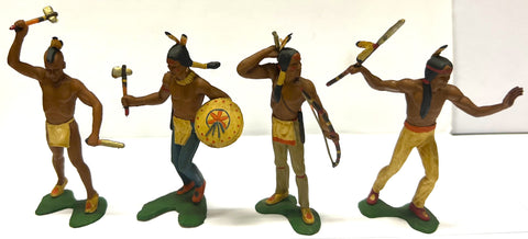 Red-Skinned Indians (plastic) x4 - 80mm - PAINTED - @