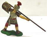 Roman soldier with pilum shooting - 70mm - Xiloplasto - Vintage - PAINTED - CP@