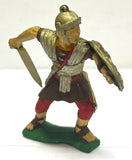 Roman soldier with gladius attacking - 70mm - Xiloplasto - Vintage - PAINTED - CP@
