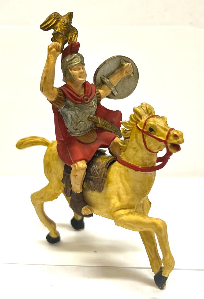 Roman Cavalry with eagle - 70mm - Xiloplasto - Vintage - PAINTED - @