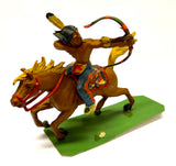 Redskin Indian with bow on horse - 70mm - Xiloplasto - Vintage - PAINTED - @