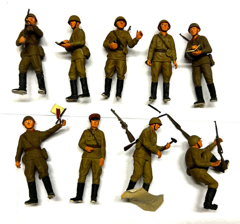 Russian infantry WWII x 9 figures - 1:35 - Preiser - PAINTED - @