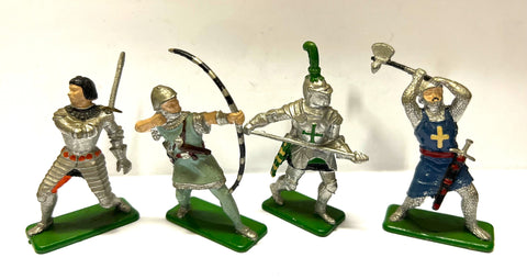 Medieval Knights x 4 - 1:32 - Crescent Toys - Vintage