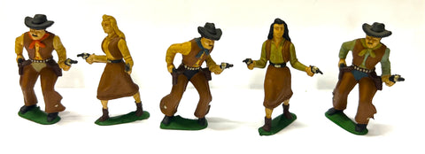 Cowboys x 5 - 50mm - Vintage - Elastolin - @