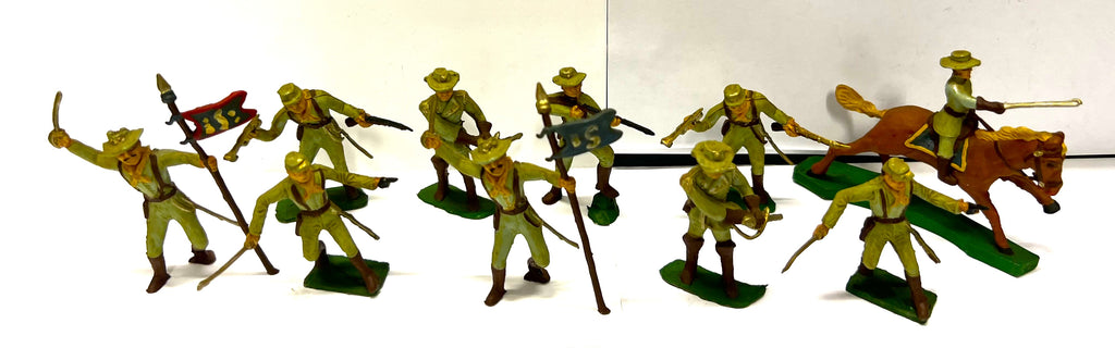 Confederate soldiers toys x 10 - 60mm - Vintage - PAINTED - CP@
