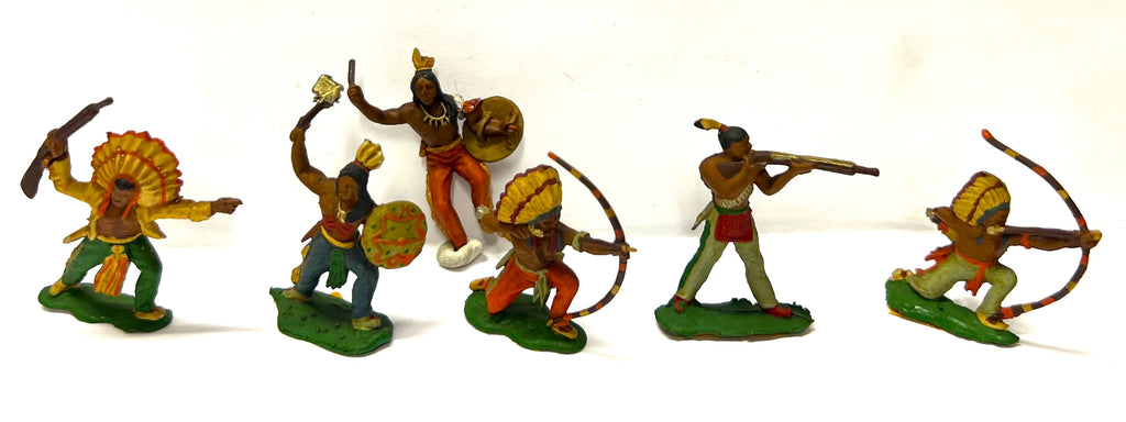 Red Indians x 6 - 40mm - Vintage - PAINTED