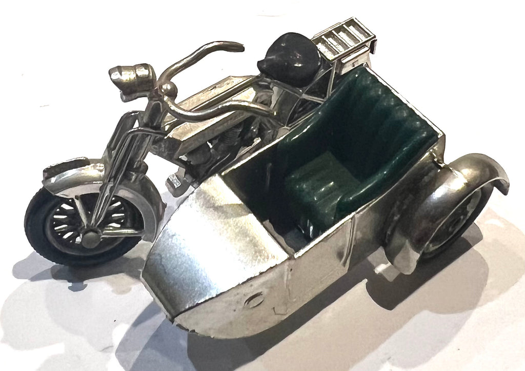 Models Of Yesteryear 1914 Sunbeam Motorcycle & Sidecar - Rare - Silver Matchbox