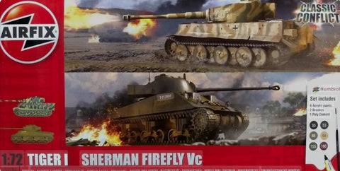 Airfix - 50186 - Classic Conflict Pz.Kpfw. VI Tiger I vs Sherman Firefly - 1:72-@