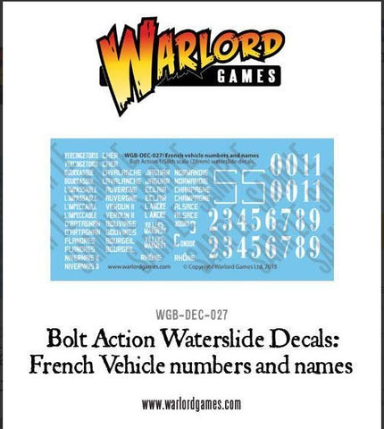 French Vehicle Numbers And Names Decal Sheet - WGB- DEC- 027