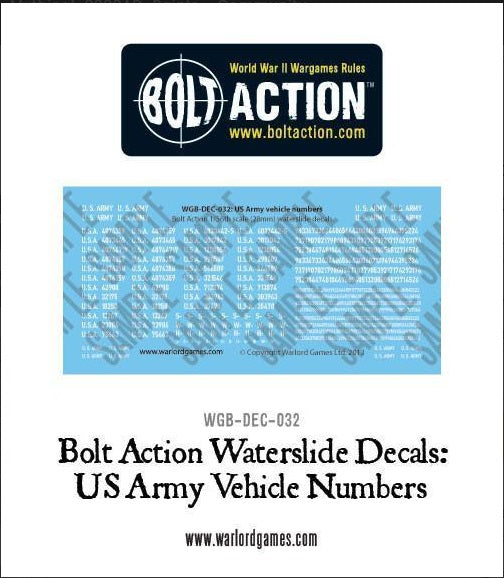 Bolt Action US Vehicle Numbers Decals - WGB - DEC-032