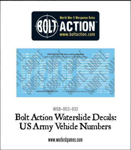 Bolt Action US Vehicle Numbers Decals - WGB - DEC-032