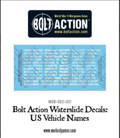 US Vehicle Names Decals - Bolt action - WGB - DEC-031
