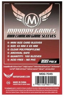 Mayday Mini Chimera games sleeves da 43 x 65 mm, 100 pezzi (rosse)