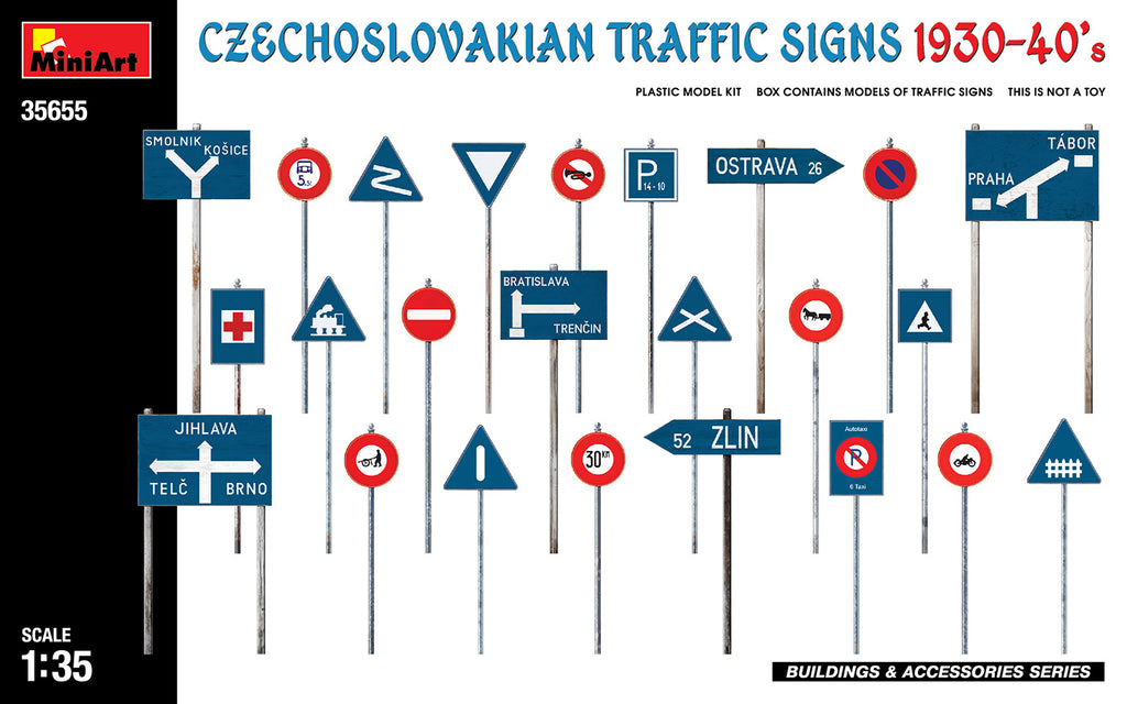 CZECHOSLAVAKIAN TRAFFIC SIGNS 1930-40s - Mini Art - MT35655 - 1:35