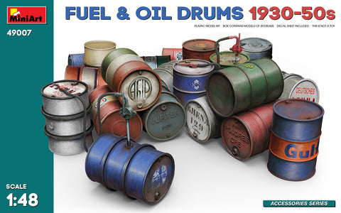 FUEL & OIL DRUMS 1930-50s - Mini Art - MT49007 - 1:48