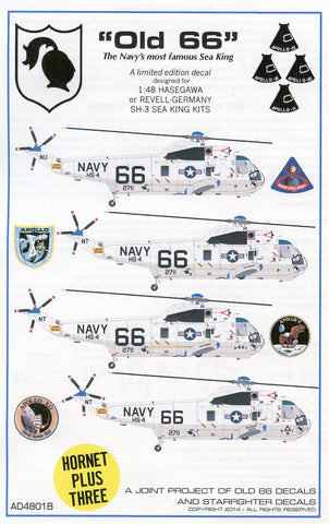 Set contains markings for 'Old 66' an Sikorsky SH-3D - 1:48 - Old 66 Decals - OLDAD4801B