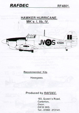 Hawker Hurricanes (4) - 1:48 - Rafdec - RAF4801