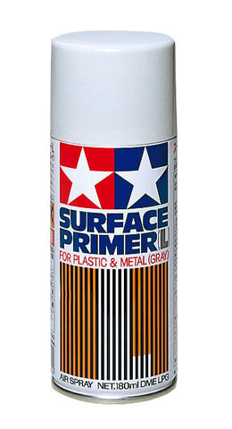 Surface primer for plastic and metal (Gray) - Paint, Acrylic aerosols 180ml - Tamiya - 87042