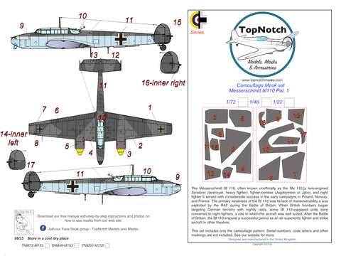Messerschmitt Bf-110 pattern 1 - 1:72 - TopNotch - TNM72-M153 - @