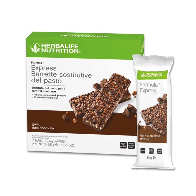 Herbalife - KIT refrigerato Barrette Formula 1 Express sostitutive del pasto - gusto Dark Chocolate 84 barrette 12 confezioni