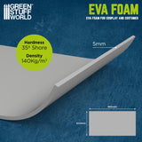 Eva foam - Light grey - Medium density - 5mm - 500x950mm - Green Stuff