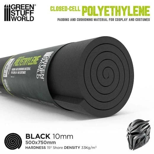 Eva foam - Black - Medium density - 10mm - 500x750mm - Green Stuff