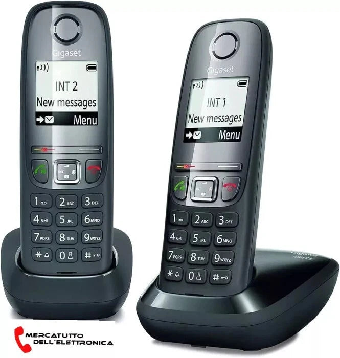 Telefono Cordless Gigaset AS475H DUO Vivavoce Rubrica, Numeri e Tasti Grandi - USATO