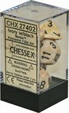 Chessex - 27402 - Marble polyhedral 7 die set (16mm) Color Ivory/Black