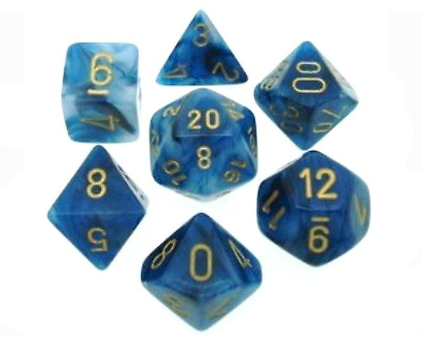 Chessex - 27489 - Phantom Teal w/gold  - Polyhedral 7 die set (16mm)