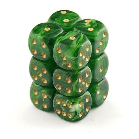 Chessex - 27635 - Vortex Dice - Green/gold Dice Block (16mm)