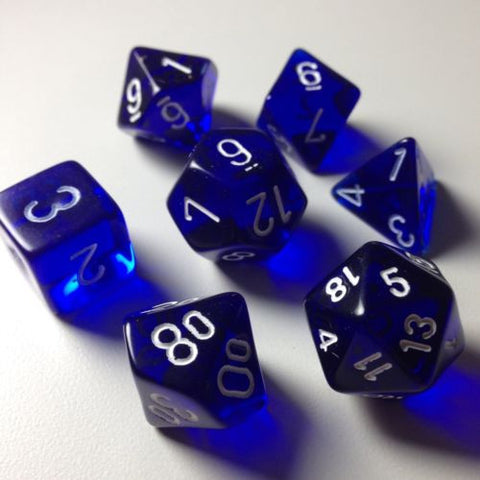 Chessex - 23006 - Blue w/white - Polyhedral 7 die set