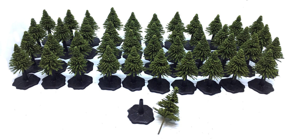 Fir Trees Midgreen x 44 with bases (25mm) - K&M - F25 - @