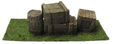 Scenery - Wargame - Crates & Barrels - UNPAINTED - 28mm - ES12