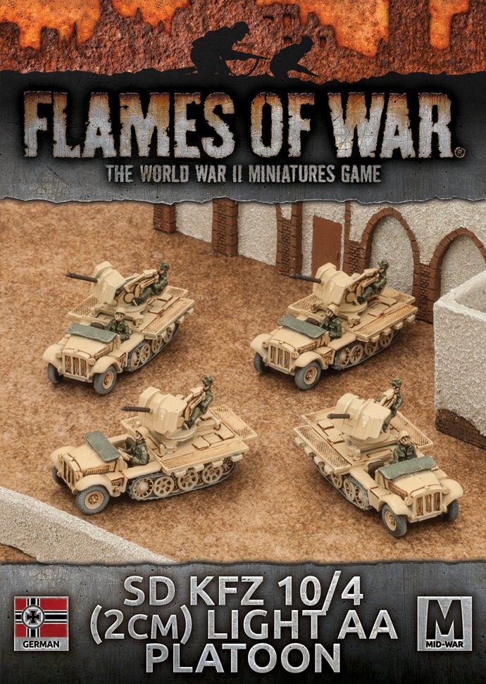 Flames of War - GBX94 - Afrika Korps Sdkfz 10/4 (2cm) Light AA Platoon - @