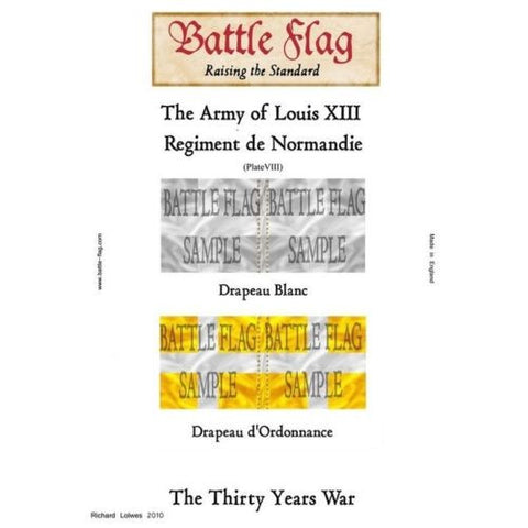 Battle Flag - The Army of Louis XIII - Regiment de Normandie (Plate VIII) (Thirty Years War) - 28mm
