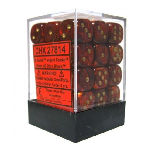 Scarab Scarlet w/gold - dice block (12mm) - Chessex - 27814 - @
