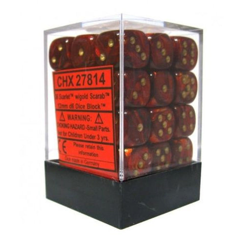 Chessex - 27814 - Scarab Scarlet w/gold - dice block (12mm)