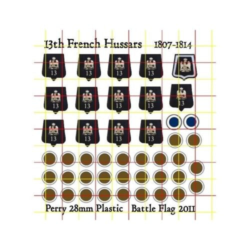 Battle Flag - 13th Hussars Sabretaches and Saddle Roll Numbers (Napoleonic) - 28