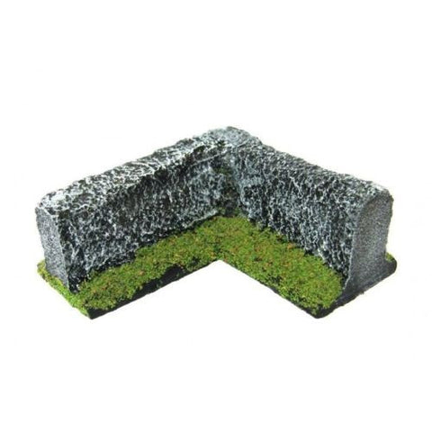 Scenery - Wargame - low wall (corner) Type 2 - 28mm - ES39 USED