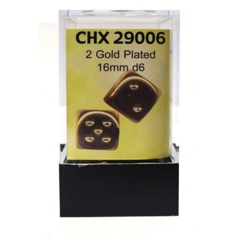 Chessex - 29006 - Set of 2 Gold-Plated d6s (16mm)