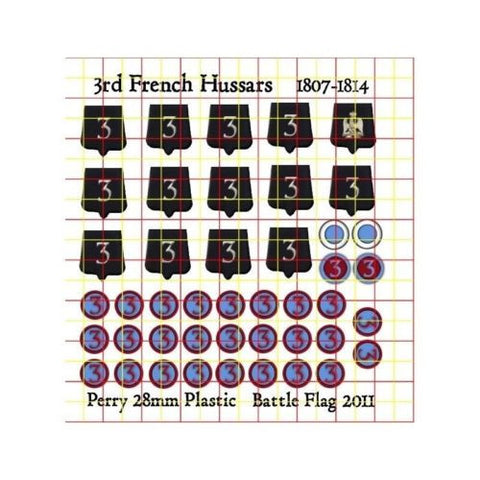 Battle Flag - 3rd Hussars Sabretaches and Saddle Roll Numbers (Napoleonic) -28mm