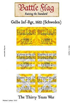 Battle Flag - Swedish Infantry ''Yellow Regiment'' (Thirty Years War) - 28mm - A