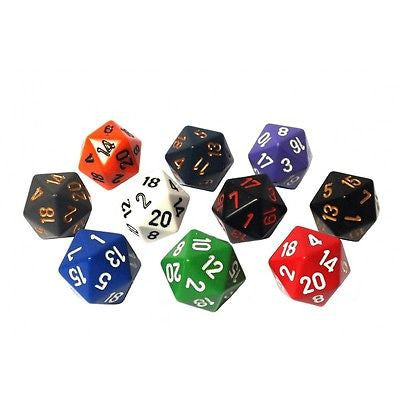 Chessex - 29902 - 20-sided dice OPAQUE (16mm) x 10