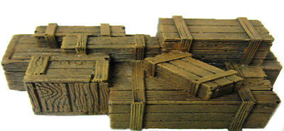 Scenery - Wargame - ES63 - Crates & Barrels - UNPAINTED - 28mm USED