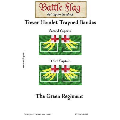 Battle Flag - Tower Hamlet Trayned Bande Green Regiment Third Captain Second Captain A (English civil war) - 28mm